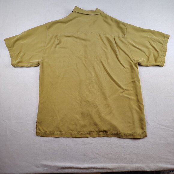 Tommy Bahama 100% Silk Shirt Beige Tan Button Down Mens Large - Picture 2 of 10